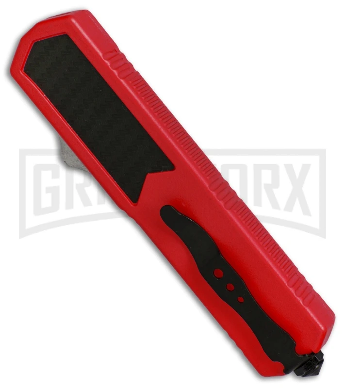 Titan Red D/A OTF Sim Carbon Fiber Automatic Knife - Dagger Satin - Image 2