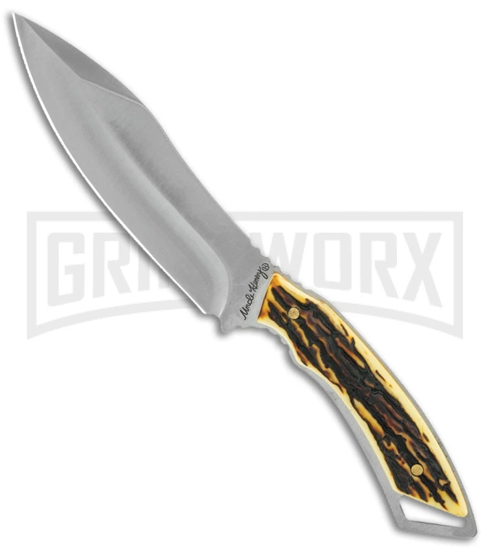 Uncle Henry 2pc. Fixed/Folder Tin W/ Sharpening Stone - Satin Plain - Image 2