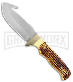 Uncle Henry Guthook Delrin Stag Fixed Blade - Satin Plain