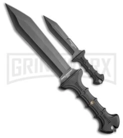 United Cutlery Commander Gladius Black FRN Combat Knife Set Of 2 - Black Plain
