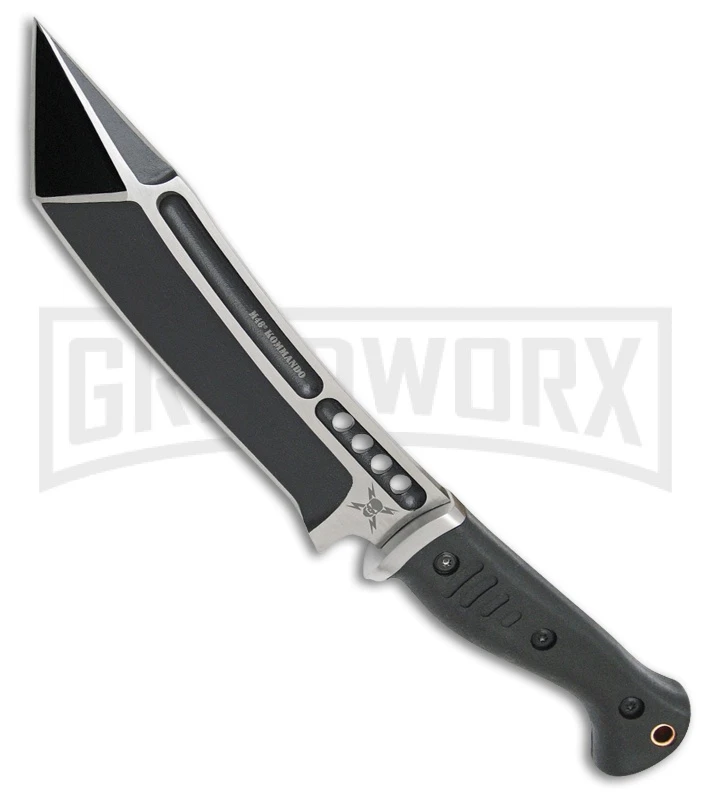 United Cutlery M48 Sabotage Fighter Black TPR Fixed Blade Knife - Two-Tone Plain