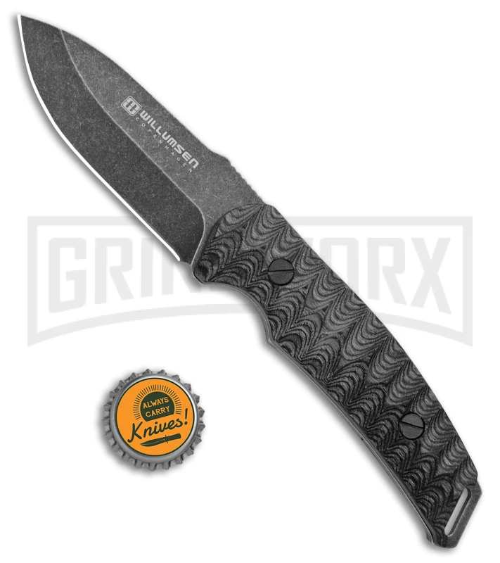 Willumsen Copenhagen Birddog Black/Gray Fixed Blade Knife - Stonewash Plain - Image 4