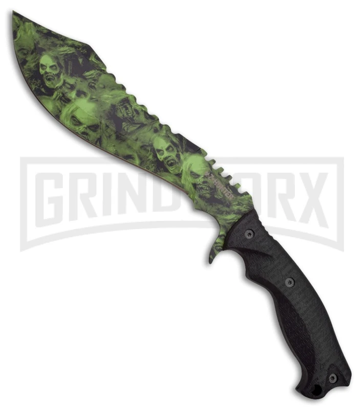 Z-Hunter Devastation Black Machete Fixed Blade Knife - Green Plain
