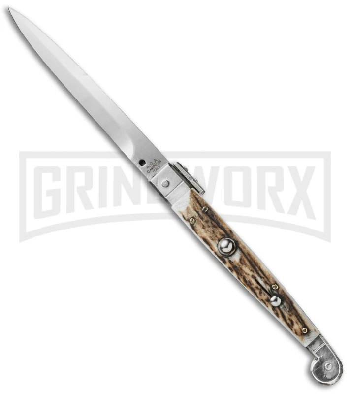 A.G.A. Campolin 9" Sicilian Stag Horn Picklock Automatic Knife - Bayonet