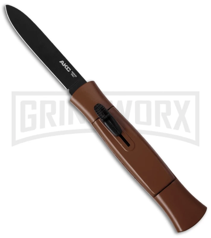AKC 077 Concord Brown OTF Automatic Knife - Black Plain