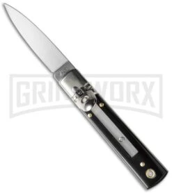 AKC Classic 6" Italian Lever Lock Dark Horn Automatic Knife - Polish Plain