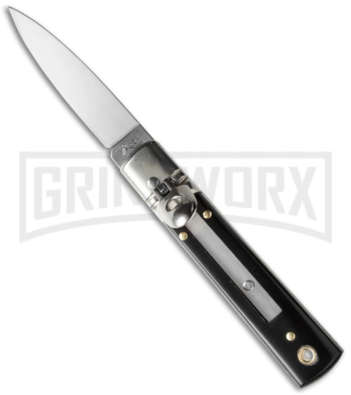 AKC Classic 6" Italian Lever Lock Dark Horn Automatic Knife - Polish Plain