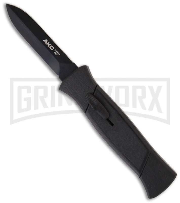 AKC 777 Blackfinger Tactical Black OTF Automatic Knife - Dagger Black Plain