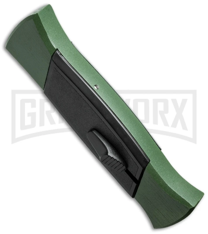 AKC 777 Blackfinger Green/Black OTF Automatic Knife - Flat Grind Satin Plain - Image 3