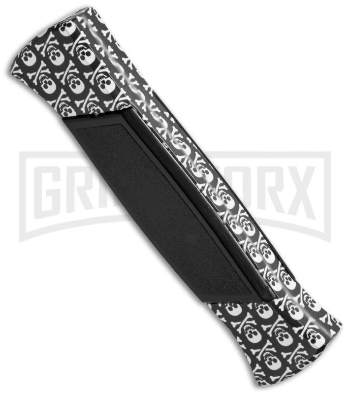 AKC 777 Blackfinger Jolly Roger OTF Automatic Knife - Black Dagger Plain - Image 2