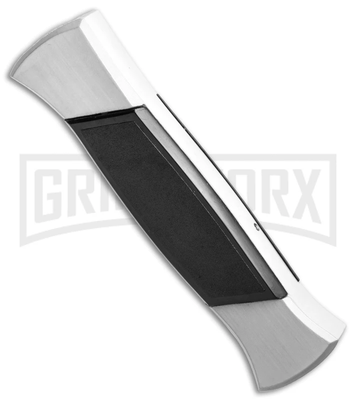AKC 777 Blackfinger White/Black OTF Automatic Knife - Flat Grind Satin Plain - Image 2