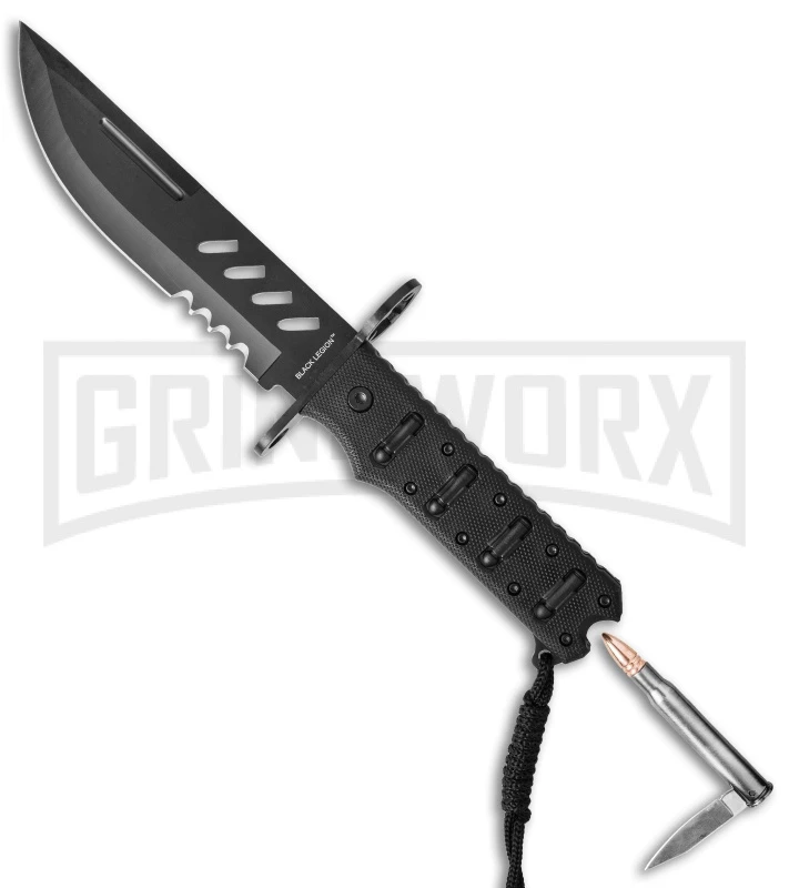 Black Legion Covert Combat Fixed Blade Knife - Black Plain - Image 3