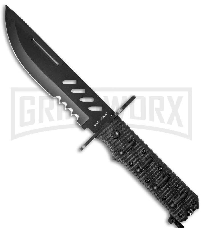 Black Legion Covert Combat Fixed Blade Knife - Black Plain - Image 2
