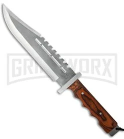 Frost Cutlery Red Pakkawood Bowie Fixed Blade - Satin Plain