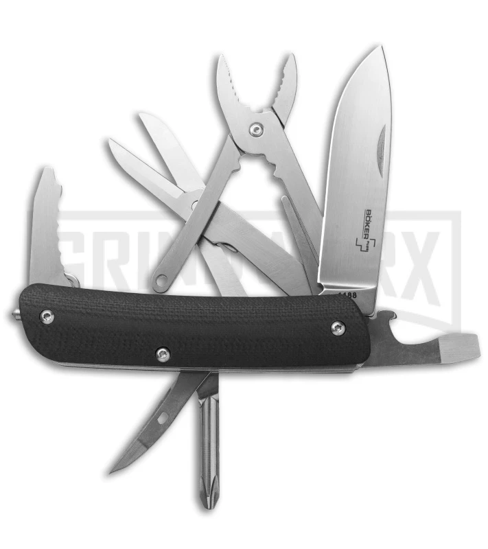 Boker Plus City 5 Tech-Tool Black G-10 Folding Knife - Satin Plain