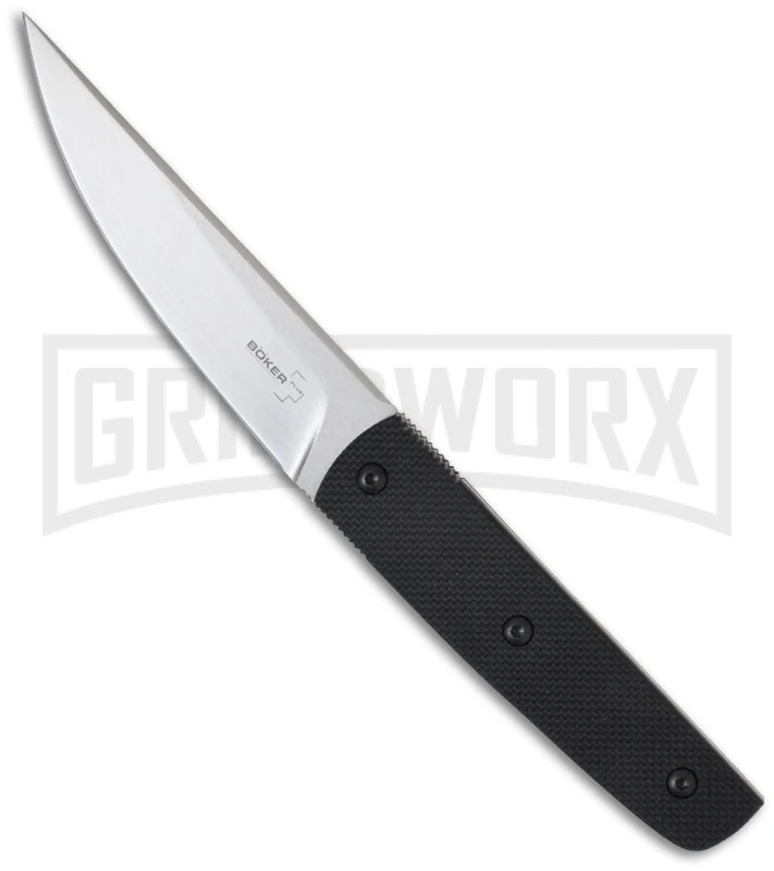 Boker Plus Elegance Kwaito Black Fixed Blade Knife - Satin Plain