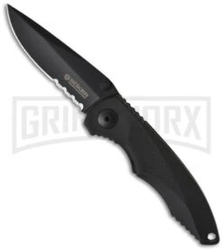 Boker Gemini Tactical Folding Knife - Black Serr