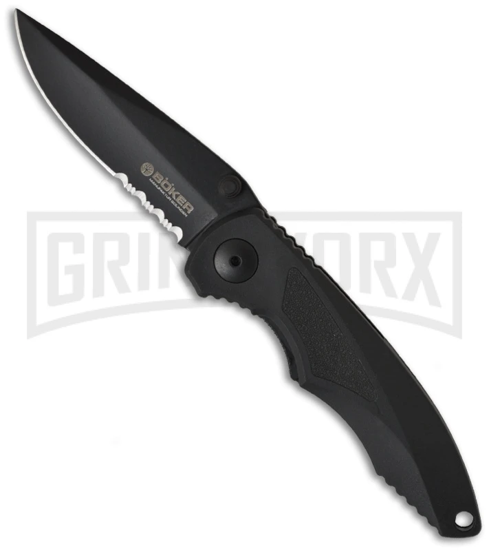 Boker Gemini Tactical Folding Knife - Black Serr