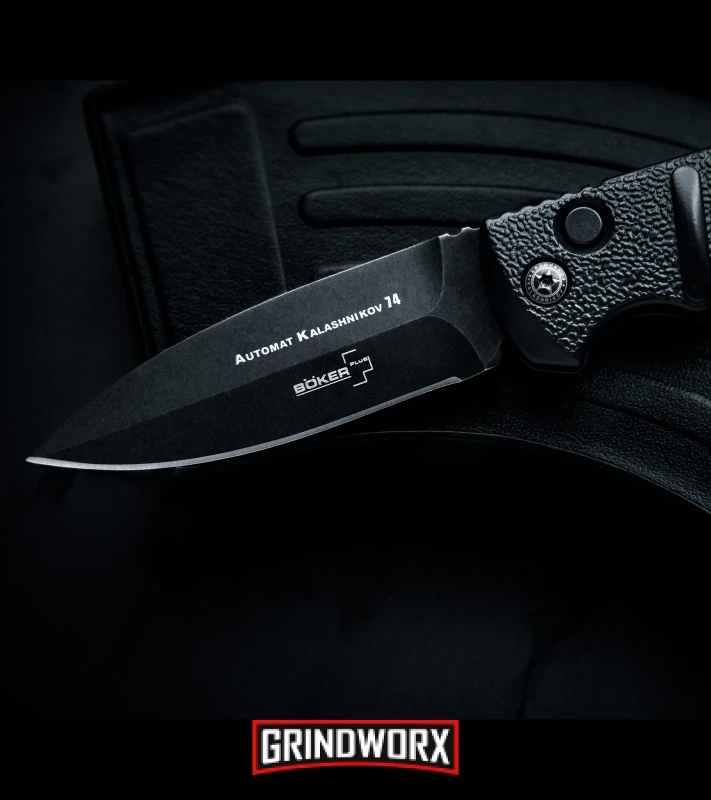 Boker Kalashnikov Black Automatic Knife - D2 Dagger Smokewash Plain - Image 4