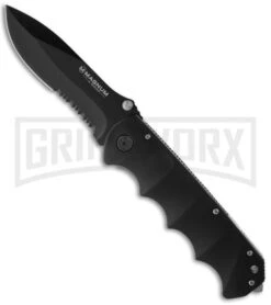 Boker Magnum Black Spear Point Folding Knife - Black Serr