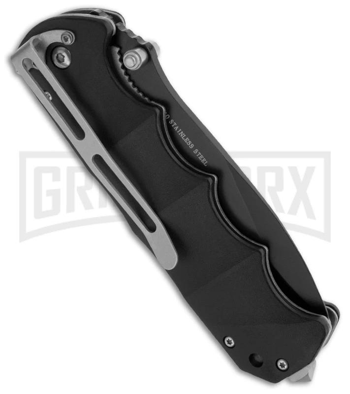 Boker Magnum Black Spear Point Folding Knife - Black Serr - Image 2