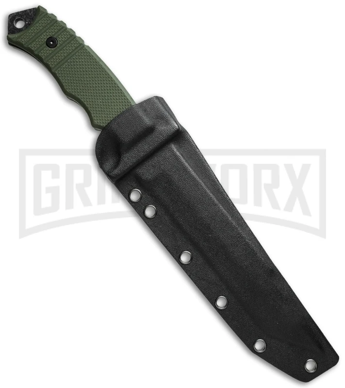 Boker Magnum Merc Green Fixed Blade Knife - Black Stonewash Serr - Image 2