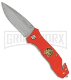 Boker Magnum To Serve & Protect Fire Dept Lock Knife (4.75" Satin)