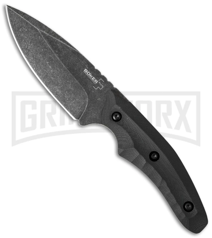 Boker Plus Mako Black G-10 Fixed Blade Knife - Stonewash Plain
