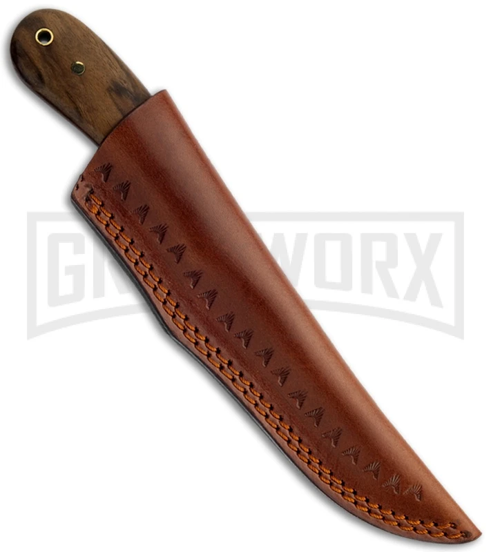 Buck N Bear Hunter Buffalo Walnut Fixed Blade Knife - Damascus Plain - Image 2