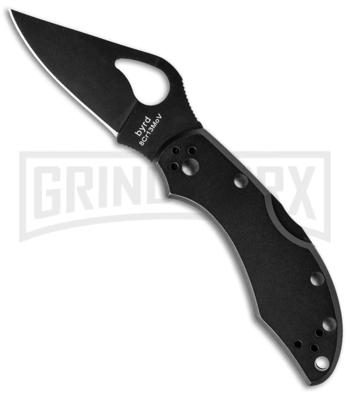Byrd Robin 2 Black Stainless Steel Folding Knife - Black Plain