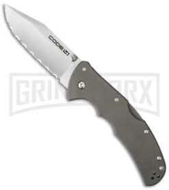 Cold Steel Code-4 Clip Point Folding Knife - Satin Full Serr