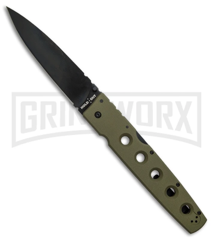 Cold Steel Hold Out I OD Green Folding Knife - Black Plain
