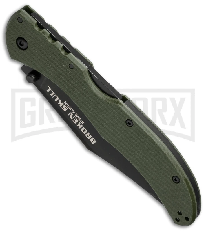 Cold Steel Broken Skull III OD Green G-10 Folding Knife - Black Plain - Image 2