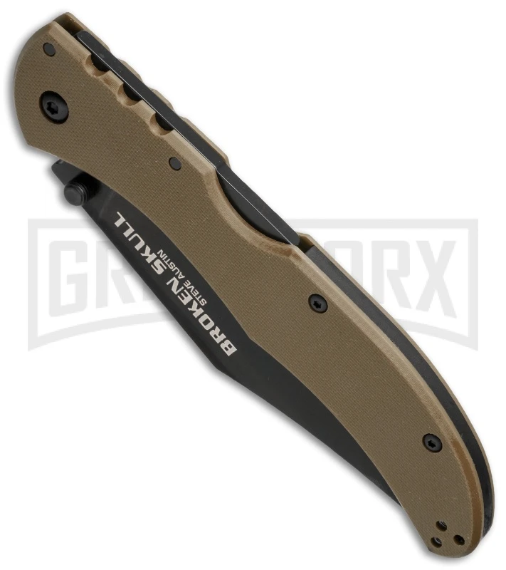 Cold Steel Broken Skull II Coyote Tan G-10 Folding Knife - Black Plain - Image 3