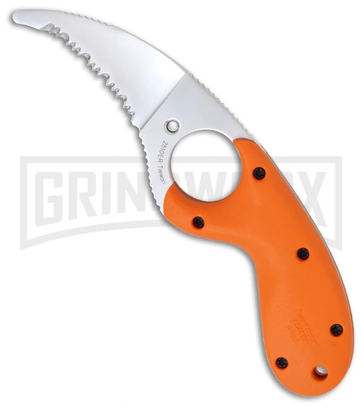 CRKT Kommer Orange Bear Claw Fixed Blade Knife - Satin Plain