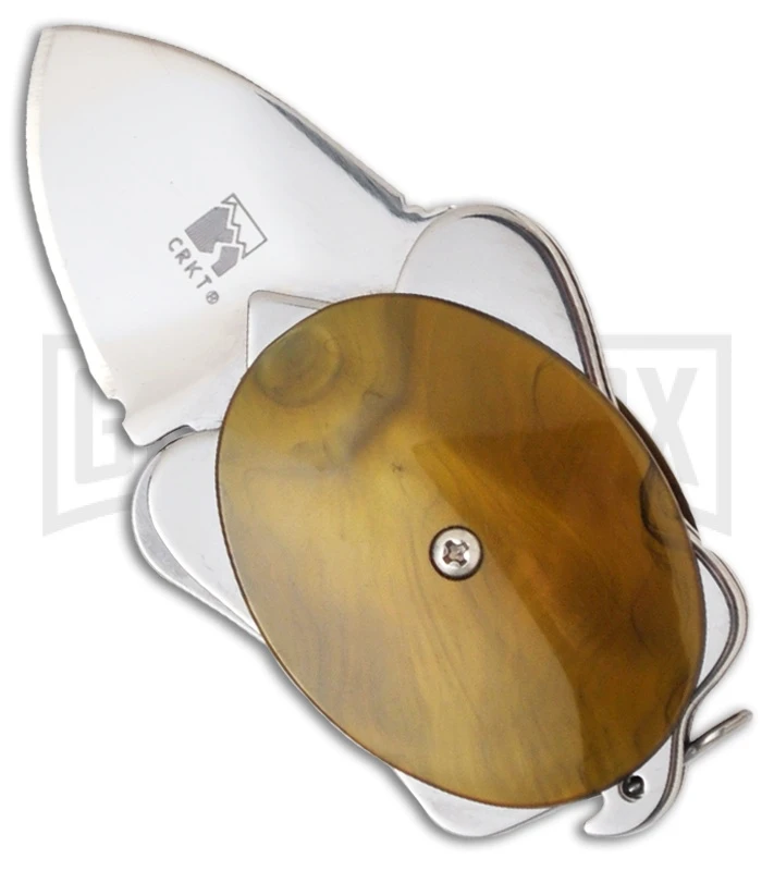 CRKT Ashworth Turtle Golden Brown Folding Knife - Polish Plain