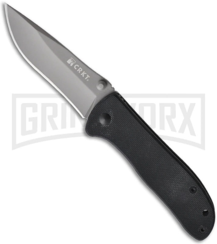CRKT Drifter Black G-10 Folding Knife - Gray Plain
