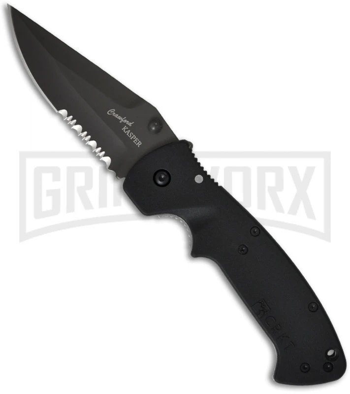 CRKT Crawford Kasper Folding Knife - Black Serr