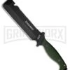 Elite Tactical USMC Jarhead Green Micarta Fixed Blade Knife - Black Plain