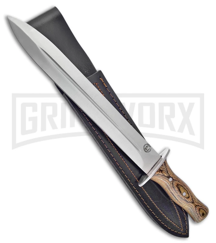 Frost Cutlery Chipaway Hunter Brown Pakkawood Fixed Blade Knife - Satin Plain