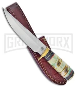 Frost Cutlery Chipaway Little Blue Feather Bone Fixed Blade Knife - Satin Plain