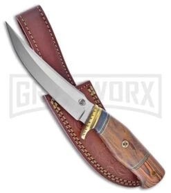 Frost Cutlery Chipaway War Eagle Brown Wood Fixed Blade Knife - Satin Plain