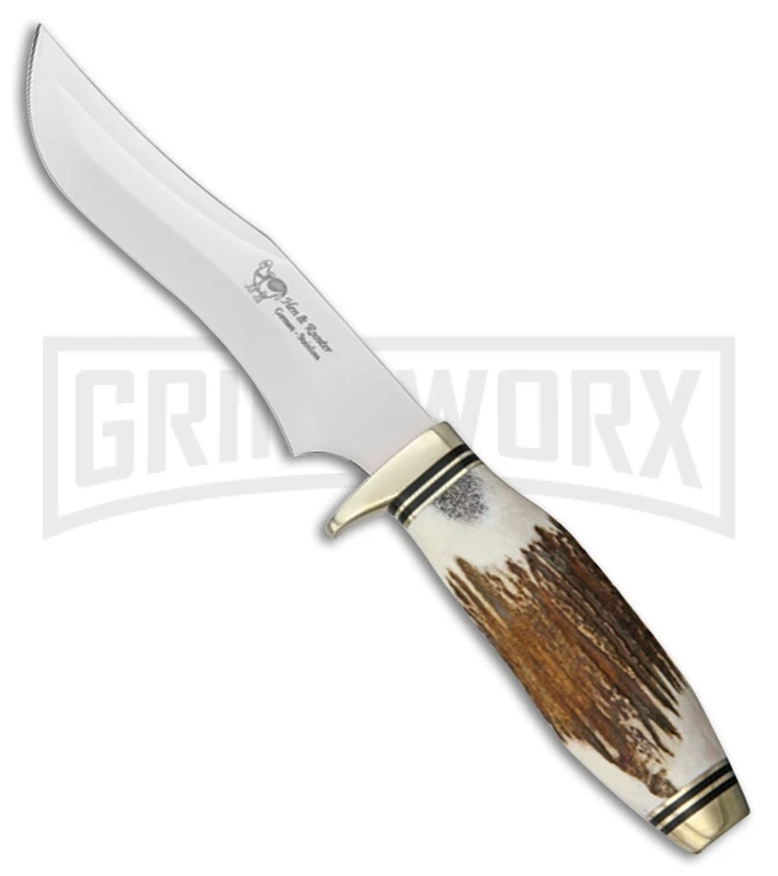 Frost Cutlery Hen & Rooster Big Game Bowie Stag Fixed Blade Knife - Mirror Plain