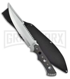 Frost Cutlery Klondike Rush Bowie Black Fixed Blade Knife - Satin Serr