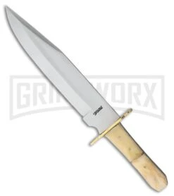 Frost Cutlery Mule Bowie White Smooth Bone Fixed Blade Knife - Satin Plain