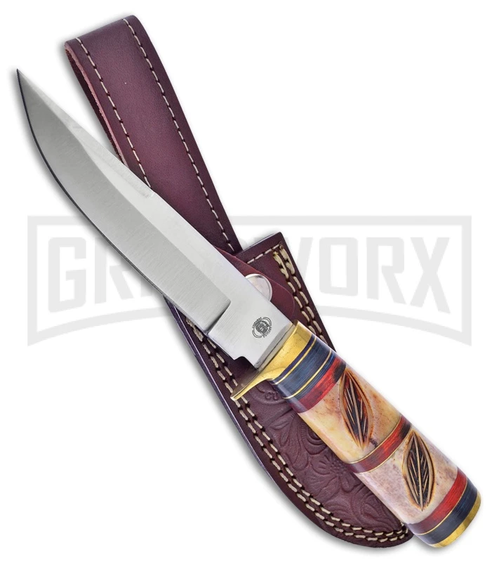 Frost Cutlery Wildcat Creek Bone/Pakkawood Fixed Blade Knife - Satin Plain