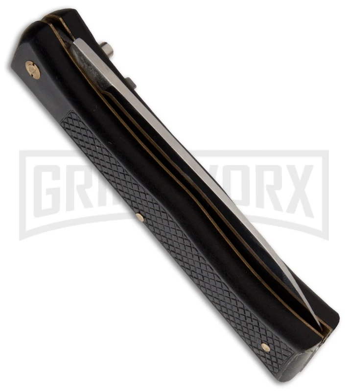 G. David Medium French Black Automatic Knife - Satin Plain - Image 2