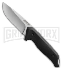 Gerber Moment Black Nylon Fixed Blade Knife Drop Point - Bead Blast Plain