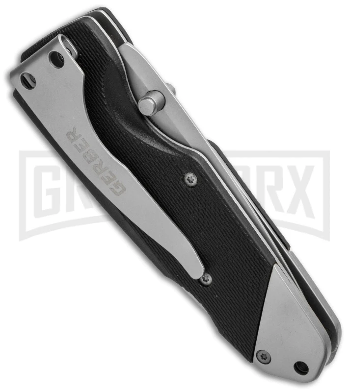 Gerber Obsidian Black Polymer Folding Clip Knife - Bead Blast Plain - Image 2