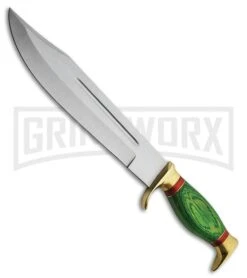 Tallen Evergreen Bowie Green Pakkawood Fixed Blade Knife - Satin Plain